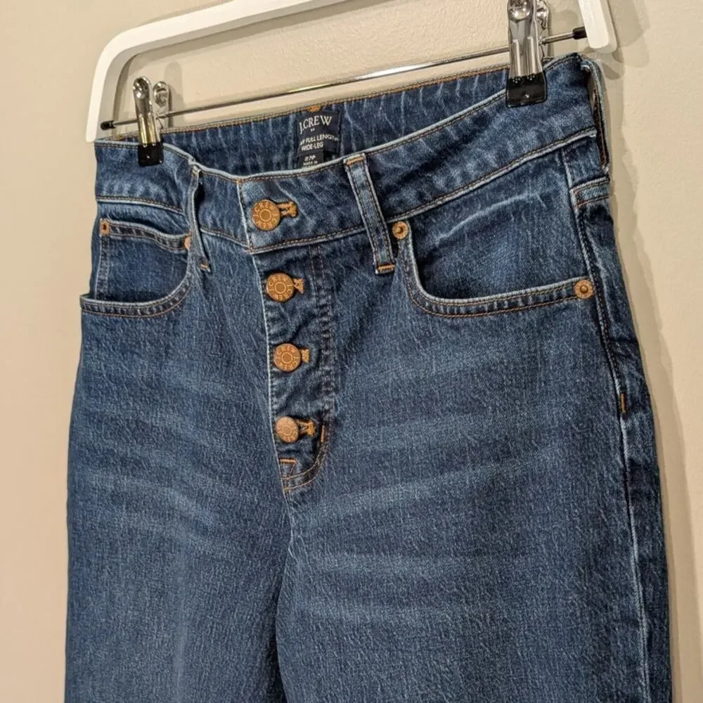 J.Crew Curvy Jeans Wide Leg Full Length Dark Wash Classic Denim - Size 27P